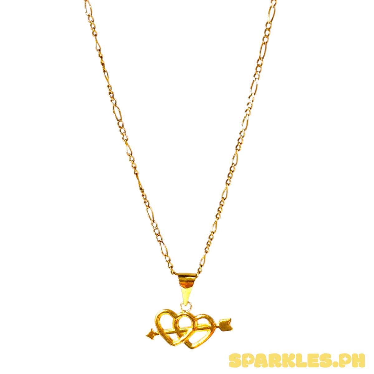 18k Saudi Gold Figaru Chain 18" + 18k Saudi Gold Mini Cupido Pendant