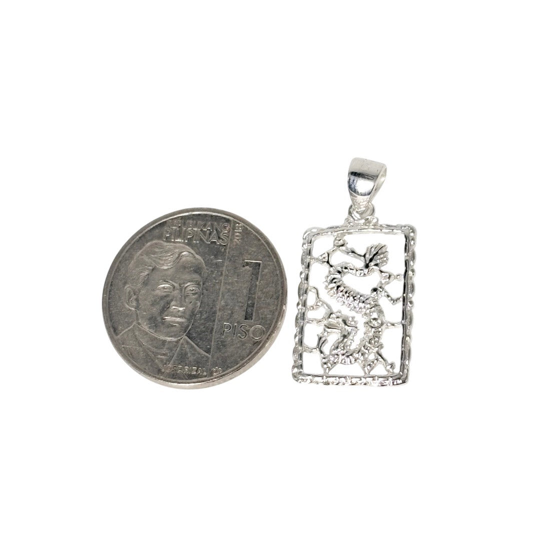 92.5 Sterling Silver - Frame Dragon Pendant