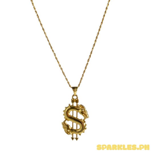 18k Saudi Gold Rope Chain 22" + 18k Saudi Gold Dollar Pendant