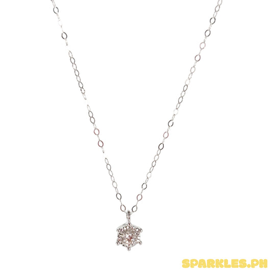 18k Natural Diamond - White Gold Flower Tauco Necklace