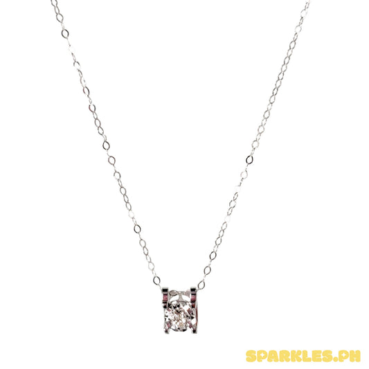 18k Natural Diamond - WG Box Centered Necklace