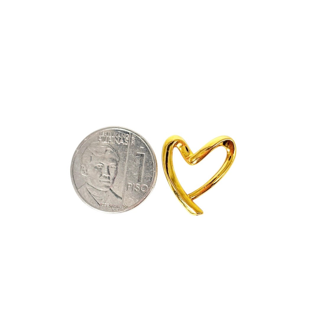 MAKAPAL Micro Paperclip Chain 20' + AMPAW/HOLLOW 18k Saudi Gold Line Heart V1