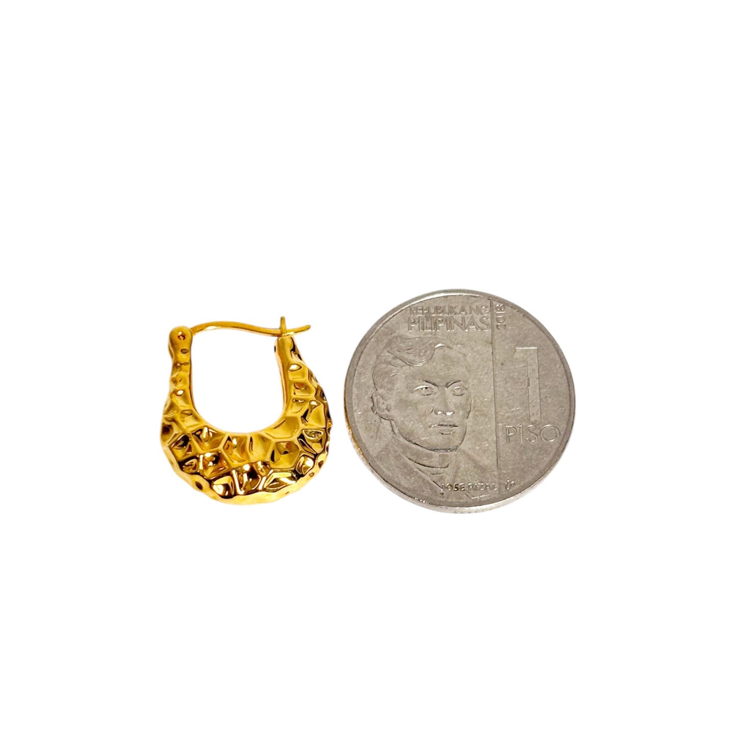 18k Saudi Gold EF Crescent Hoop Earring - SKU-O3WB9ID7