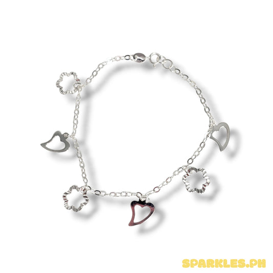92.5 Sterling Silver - Plain Curve Heart Bracelet
