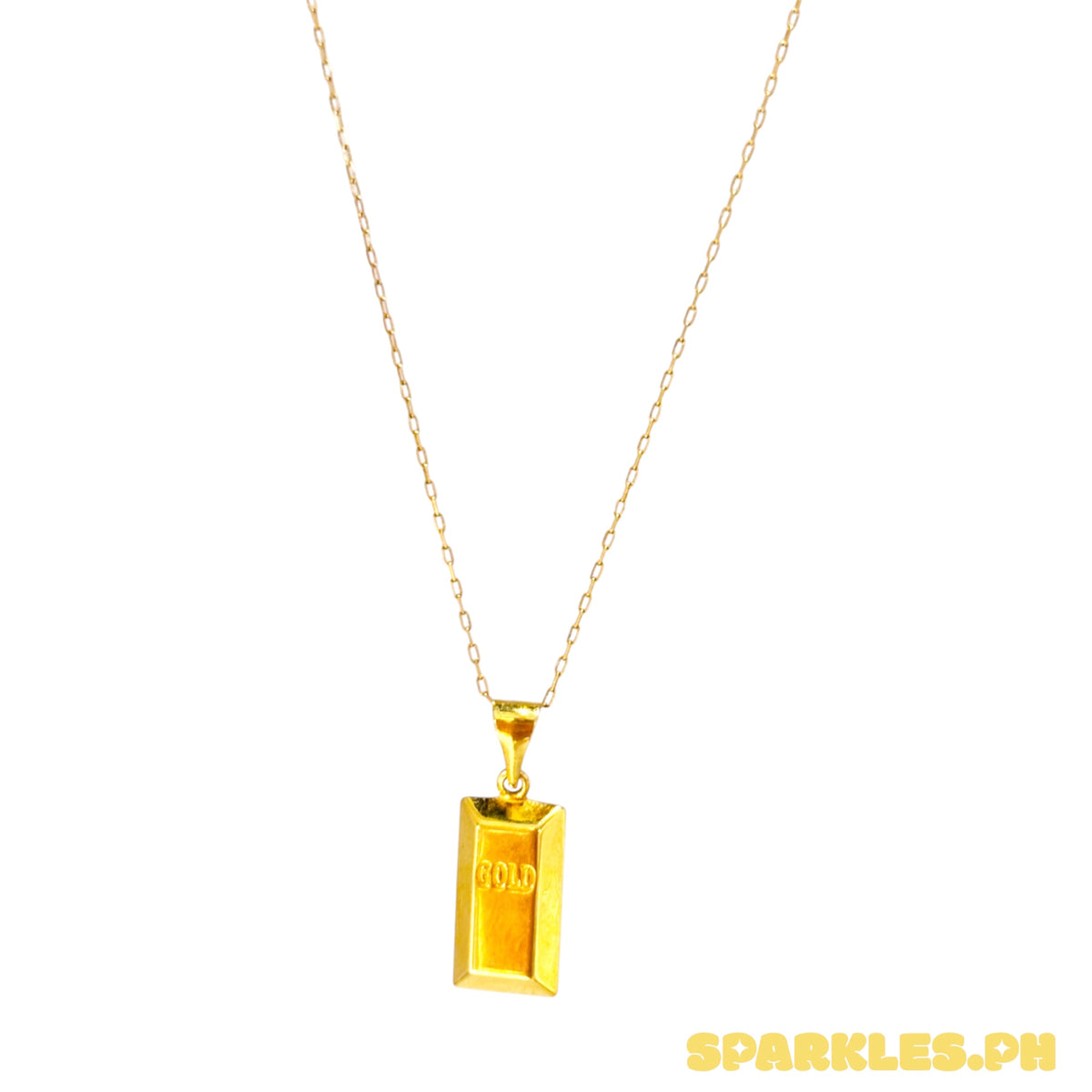 18k Saudi Gold Karkar Chain 18" + 18k Saudi Gold Gold Bar Pendant