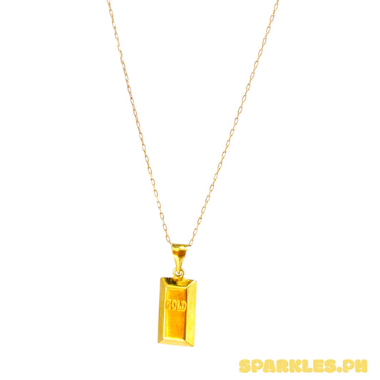 18k Saudi Gold Karkar Chain 18" + 18k Saudi Gold Gold Bar Pendant