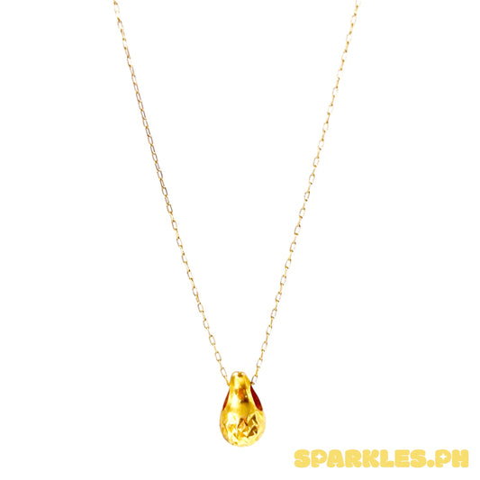 18k Saudi Gold Karkar Chain 18" + 18k Saudi Gold Solid Diacut Teardrop Pendant