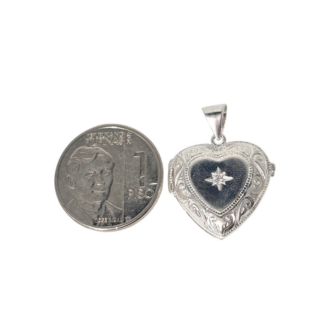 92.5 Sterling Silver - Vintage Heart Pendant