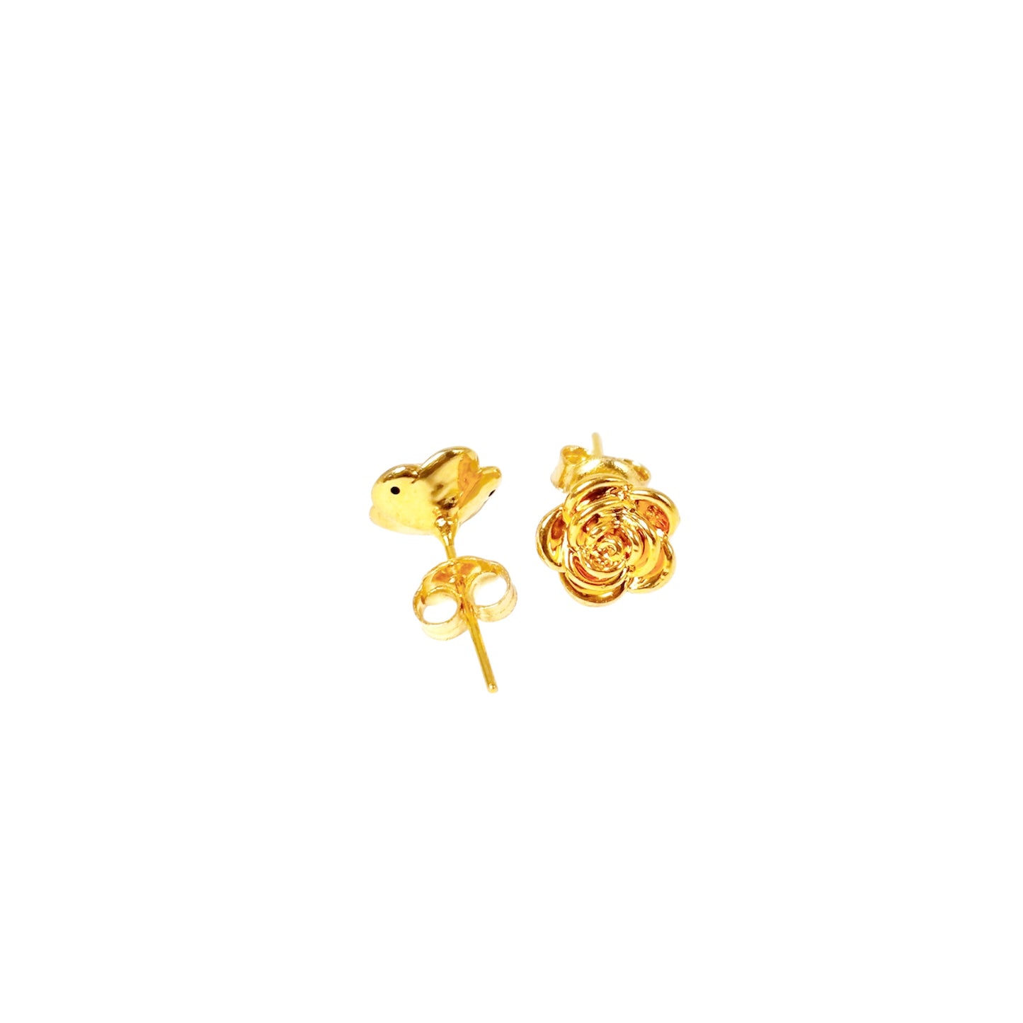 18k Saudi Gold - EF Yellow Gold Rose Stud Earring
