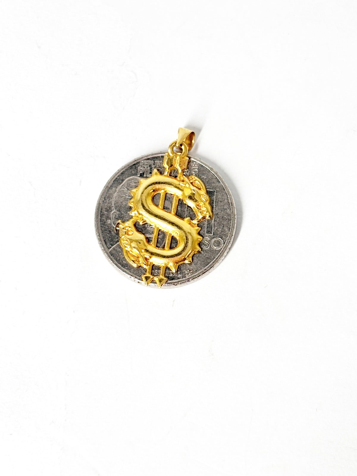 "18k Saudi Gold Figaru Chain Makapal 18" + 18k Saudi Gold Dollar Pendant "