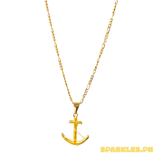 18k Saudi Gold Figaru Chain Makapal V2 20" + 18k Saudi Gold Anchor String Pendant