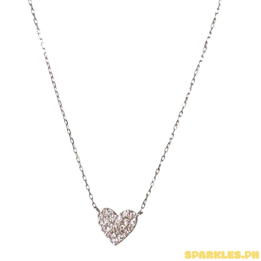 18k Natural Diamond - White Gold Centered Heart Necklace