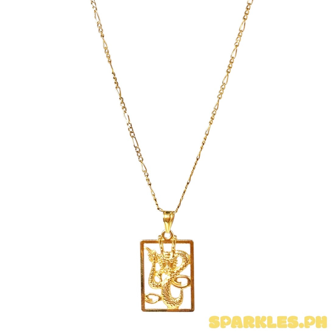 18k Saudi Gold Figaru Chain Makapal V2 20" + 18k Saudi Gold Mini Frame Dragon Pendant