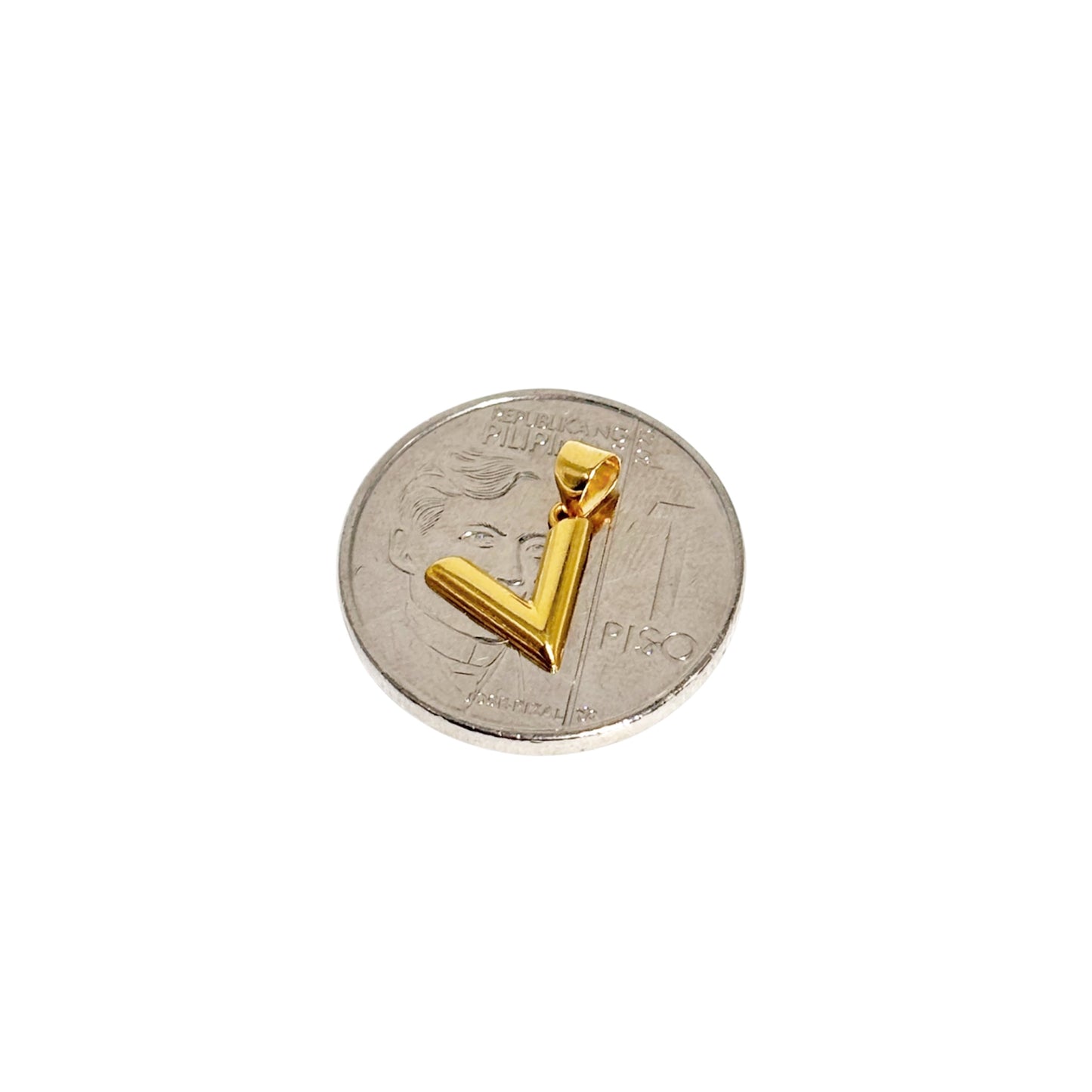 18k Saudi Gold V Style Pendant .28 grams -SKU-RNNQ0FOY