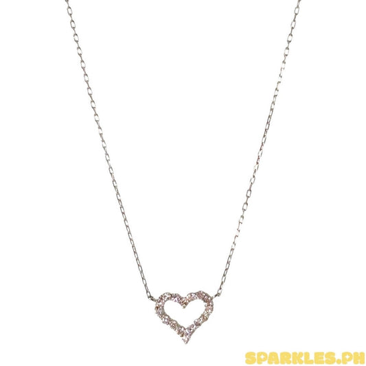 18k Natural Diamond - WG Open Heart Necklace