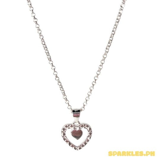 92.5 Sterling Silver - Tauco Chain Level 4 + 92.5 Sterling Silver - Diacut Heart Pendant