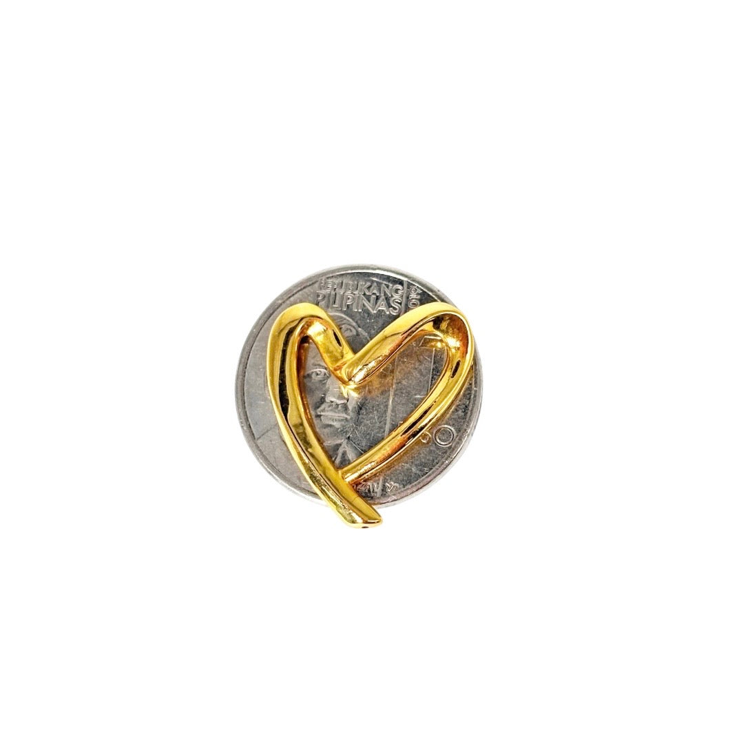 MAKAPAL Micro Paperclip Chain 20' + AMPAW/HOLLOW 18k Saudi Gold Line Heart V1