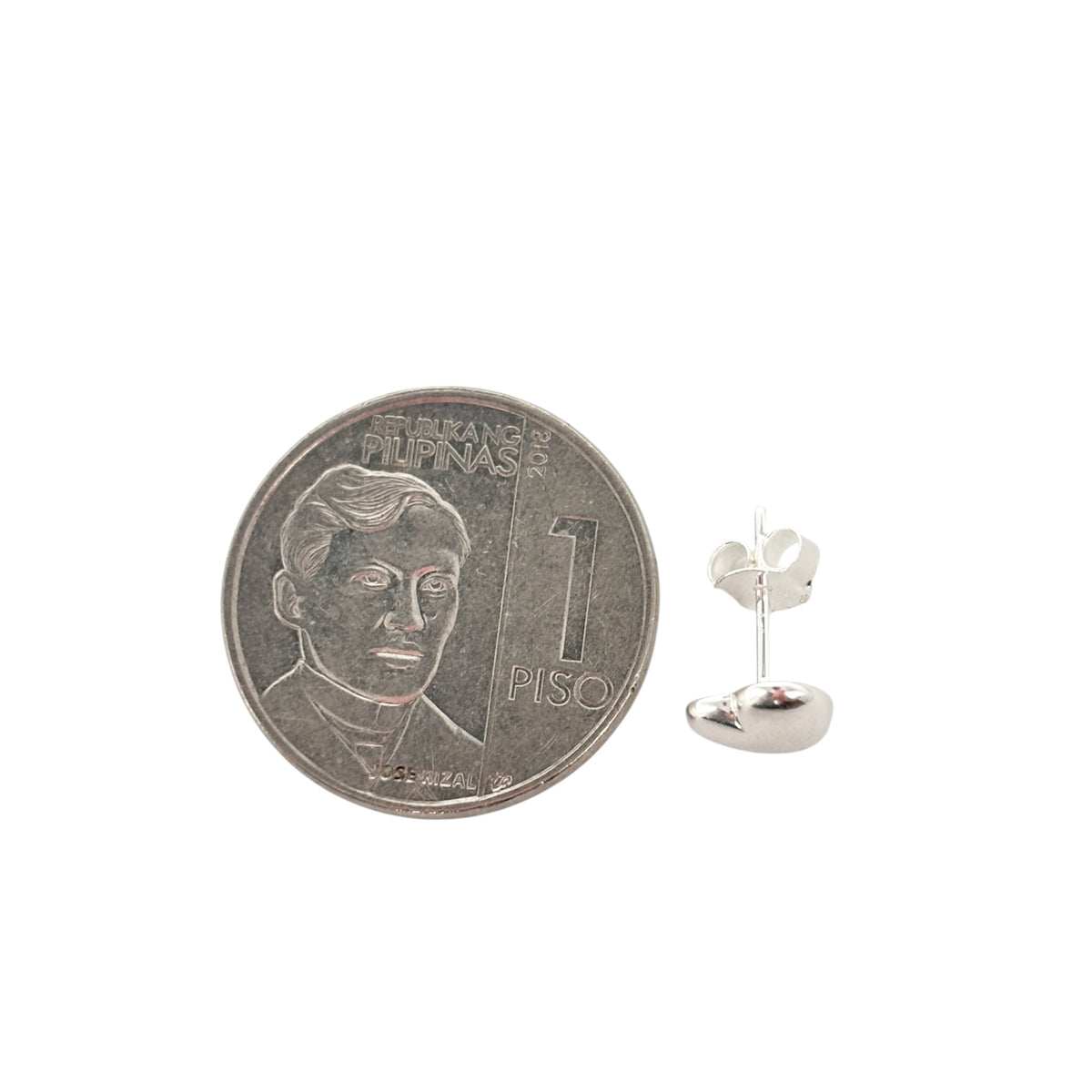 92.5 Sterling Silver - Plain Heart Stud Earrings