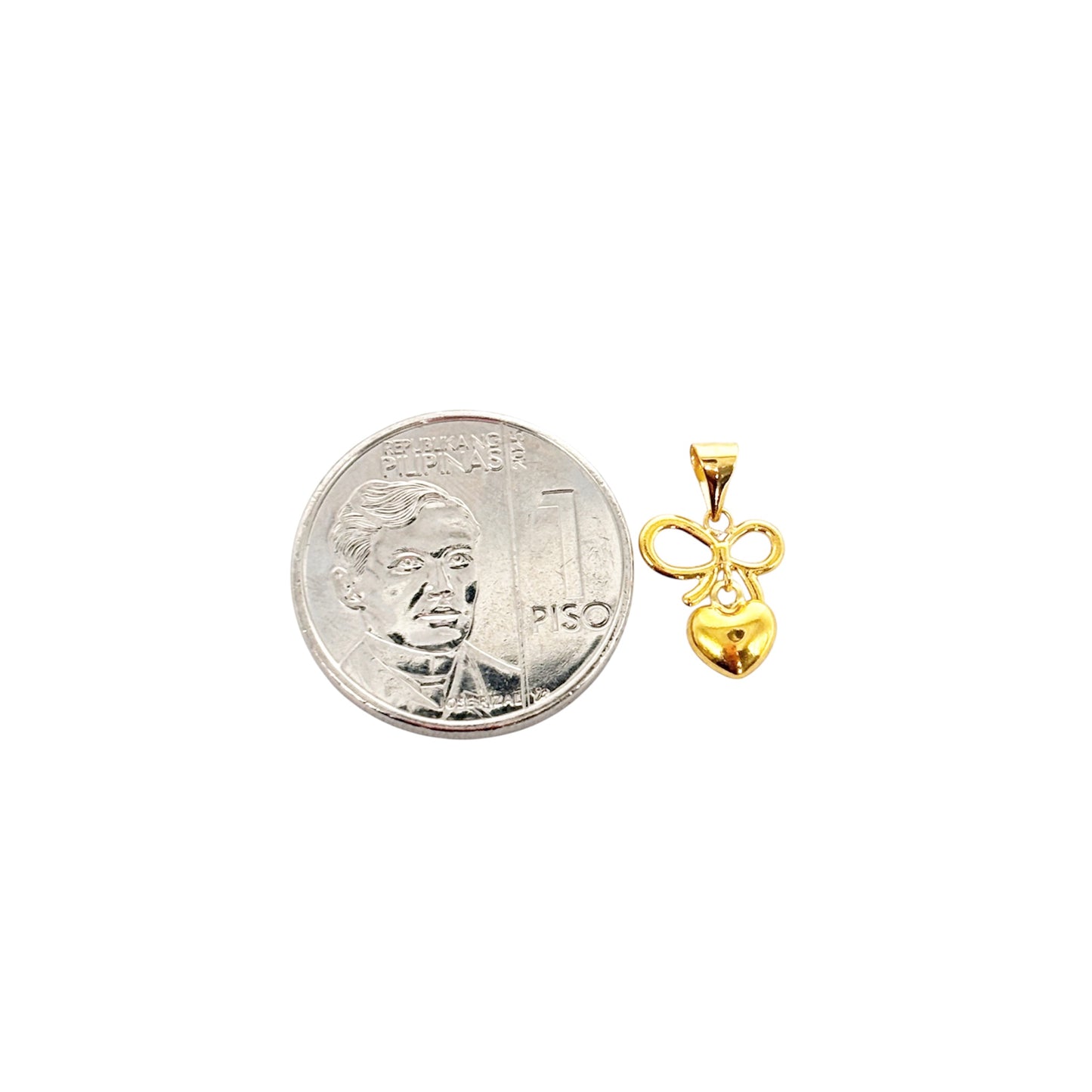 18k Saudi Gold Bow Heart Pendant - SKUMY2626PEN