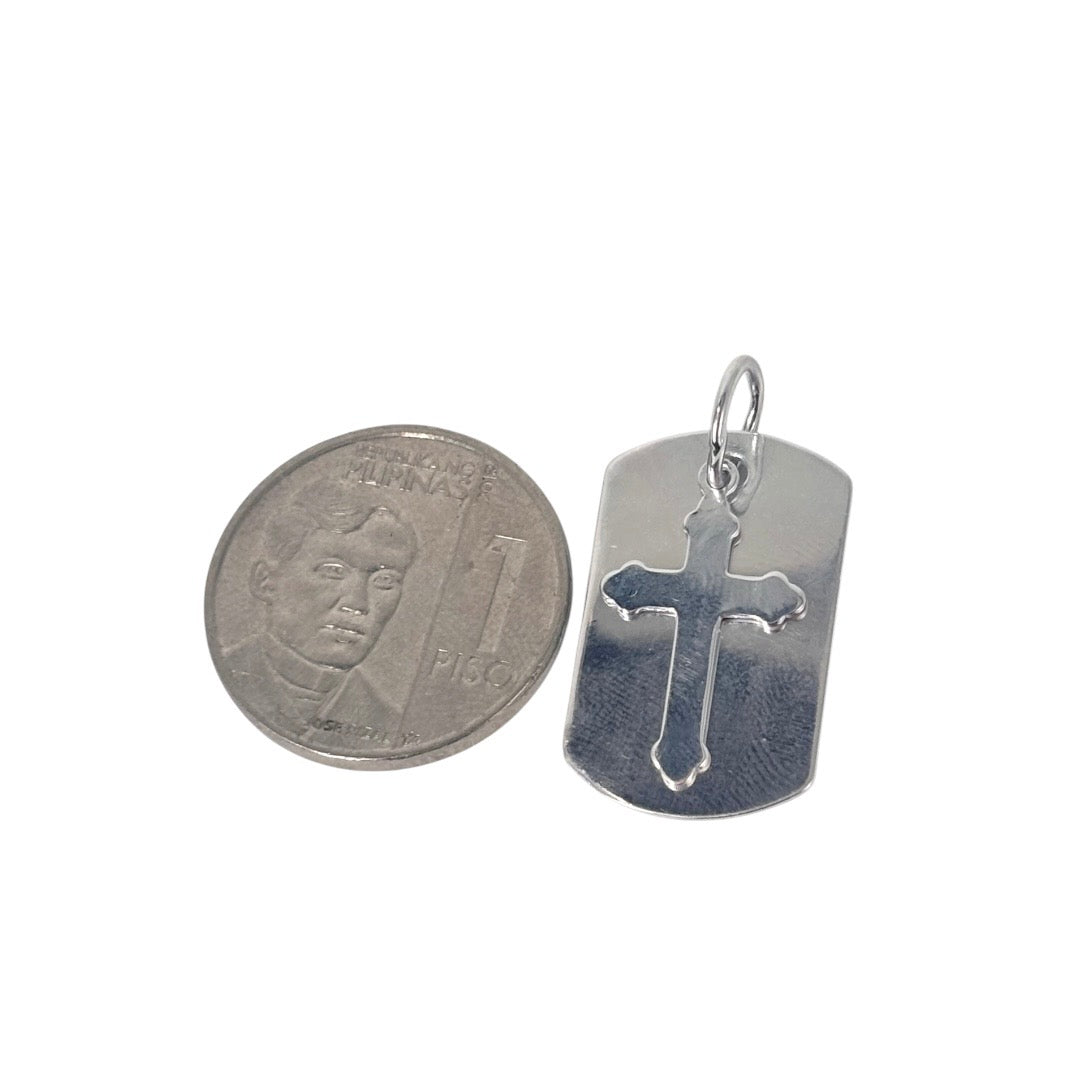 92.5 Sterling Silver - Cross Tag Pendant