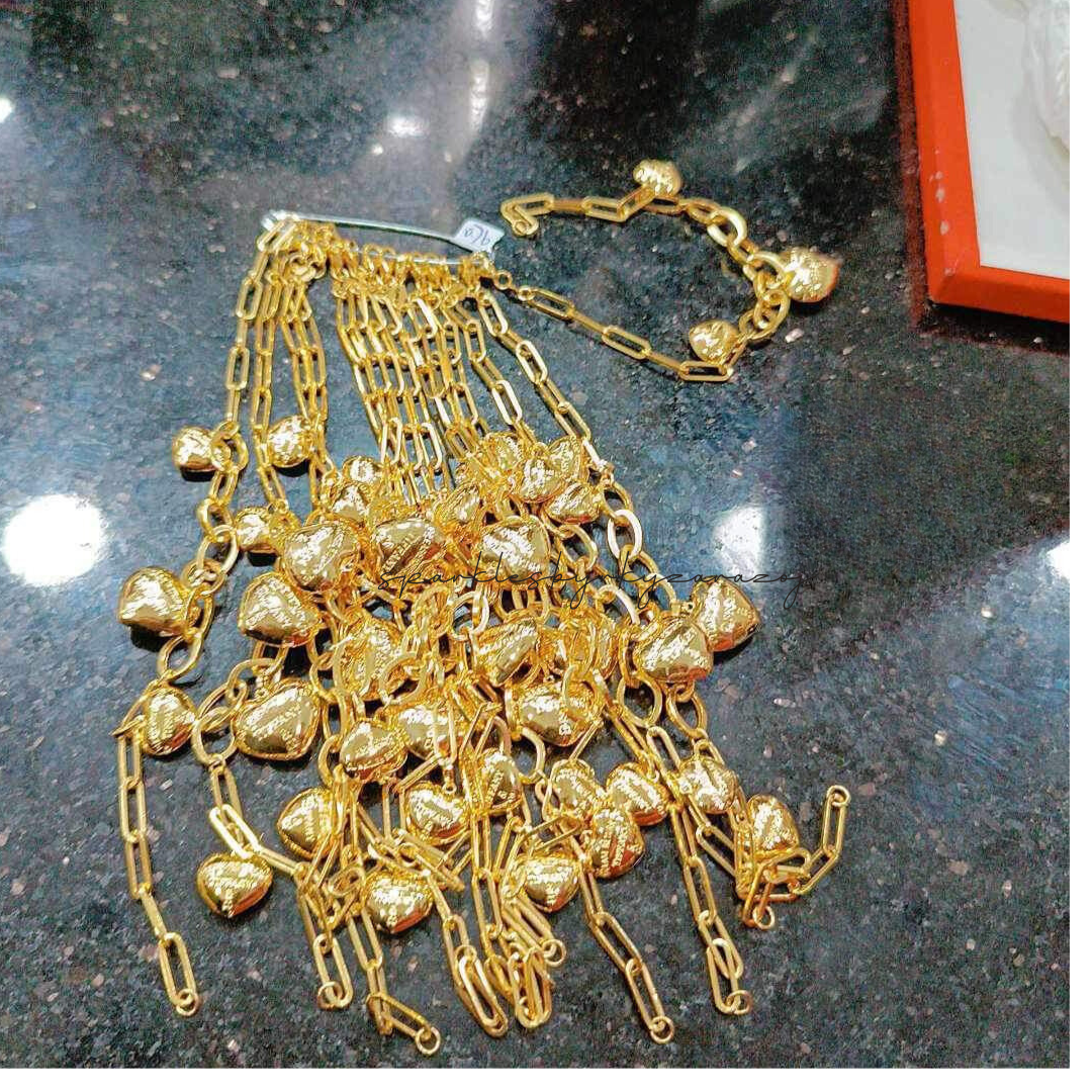 Paperclip Tco Heart Bracelet Solid 18k Saudi Gold