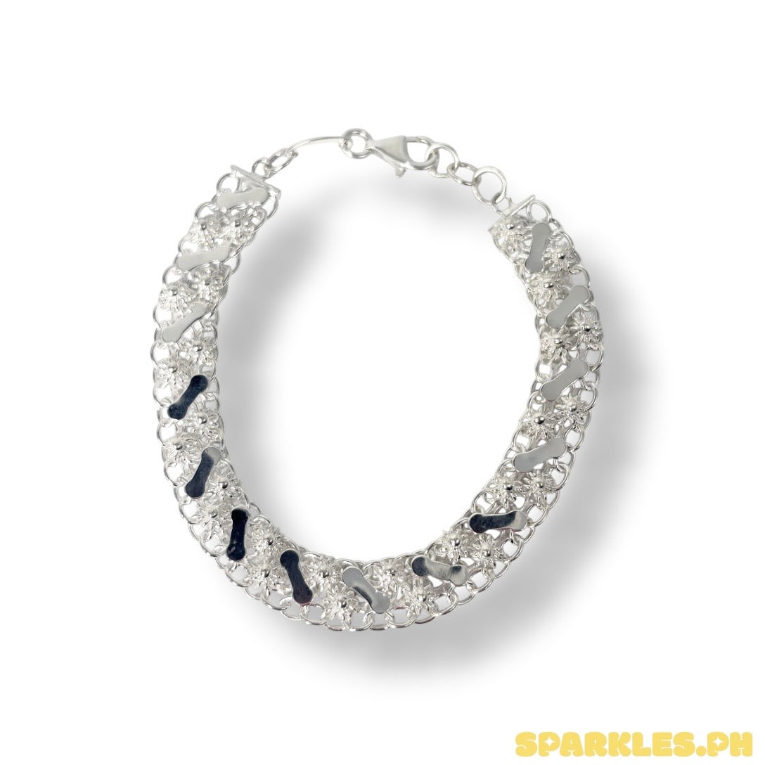 92.5 Sterling Silver - Flower Bone Pendant