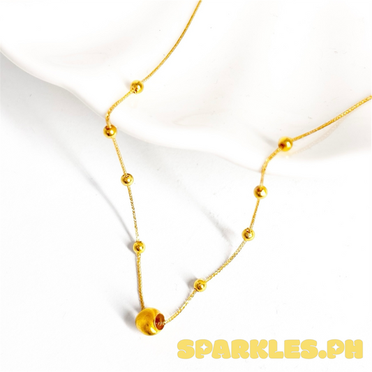 18k Saudi Gold Station Cat Eye Necklace - SKU-NZRD4C58