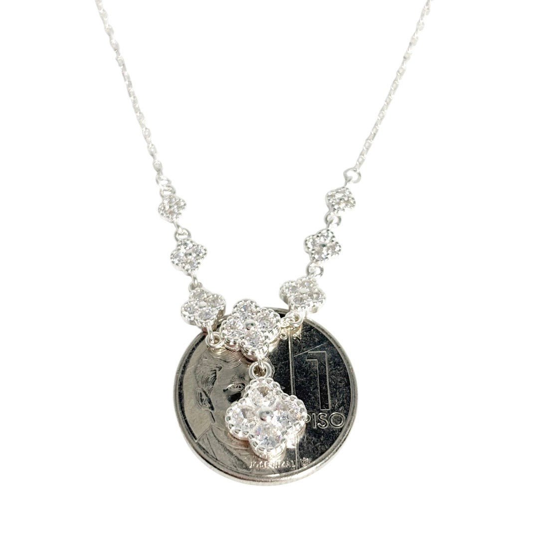 MT - 92.5 Sterling Silver - Flower Clover Necklace