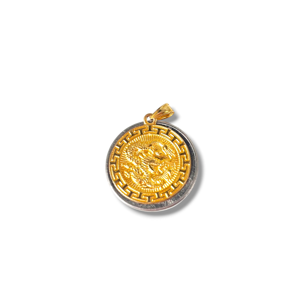 18k Saudi Gold Figaru Chain Makapal V2 20" + 18k Saudi Gold Dragon Medallion Pendant