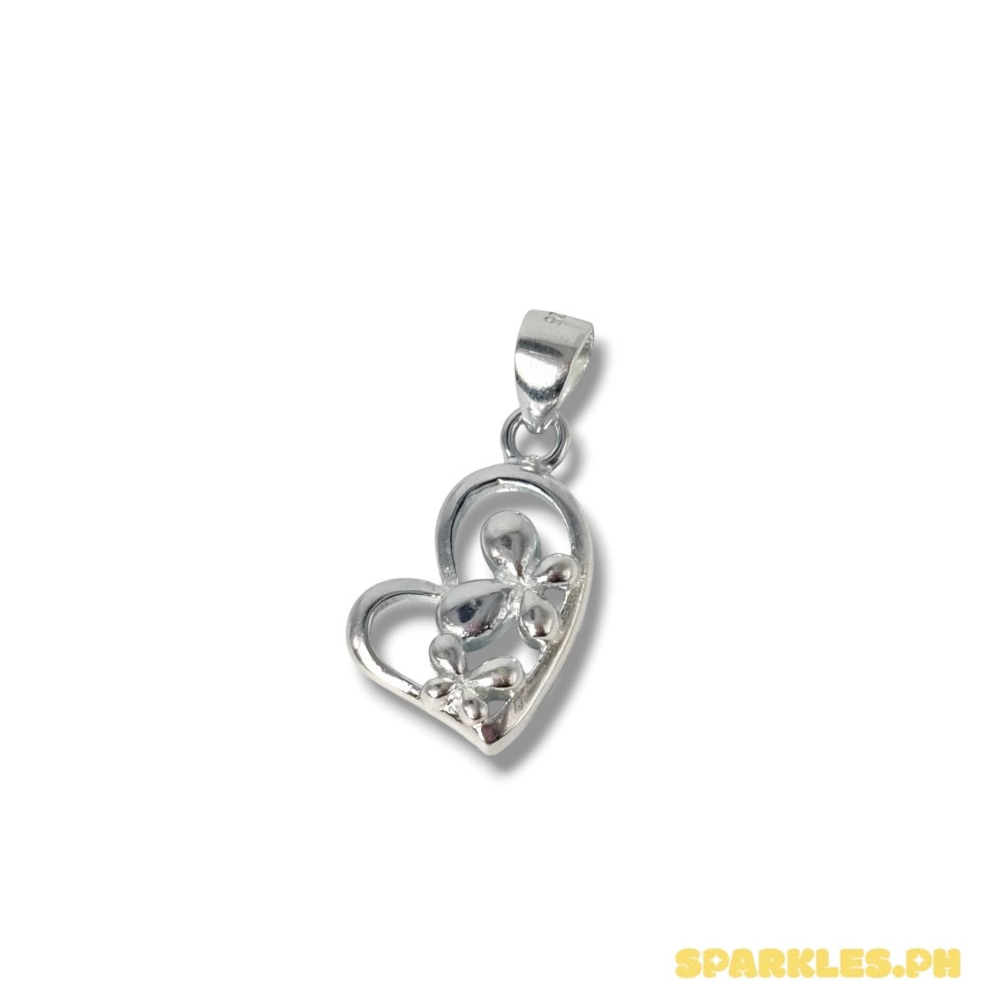 92.5 Sterling Silver - Butterfly Heart Pendant