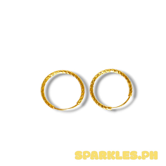 18k Saudi Gold 10mm Braided Hoop Earring - SKUMY2226EAR3