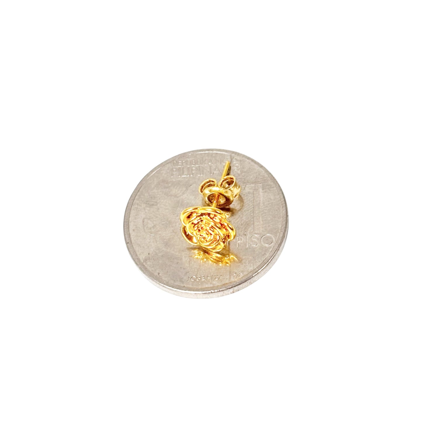 18k Saudi Gold - EF Yellow Gold Rose Stud Earring