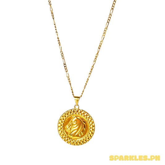 18k Saudi Gold Figaru Chain Makapal V2 20" + 18k Saudi Gold Head Horse Pendant