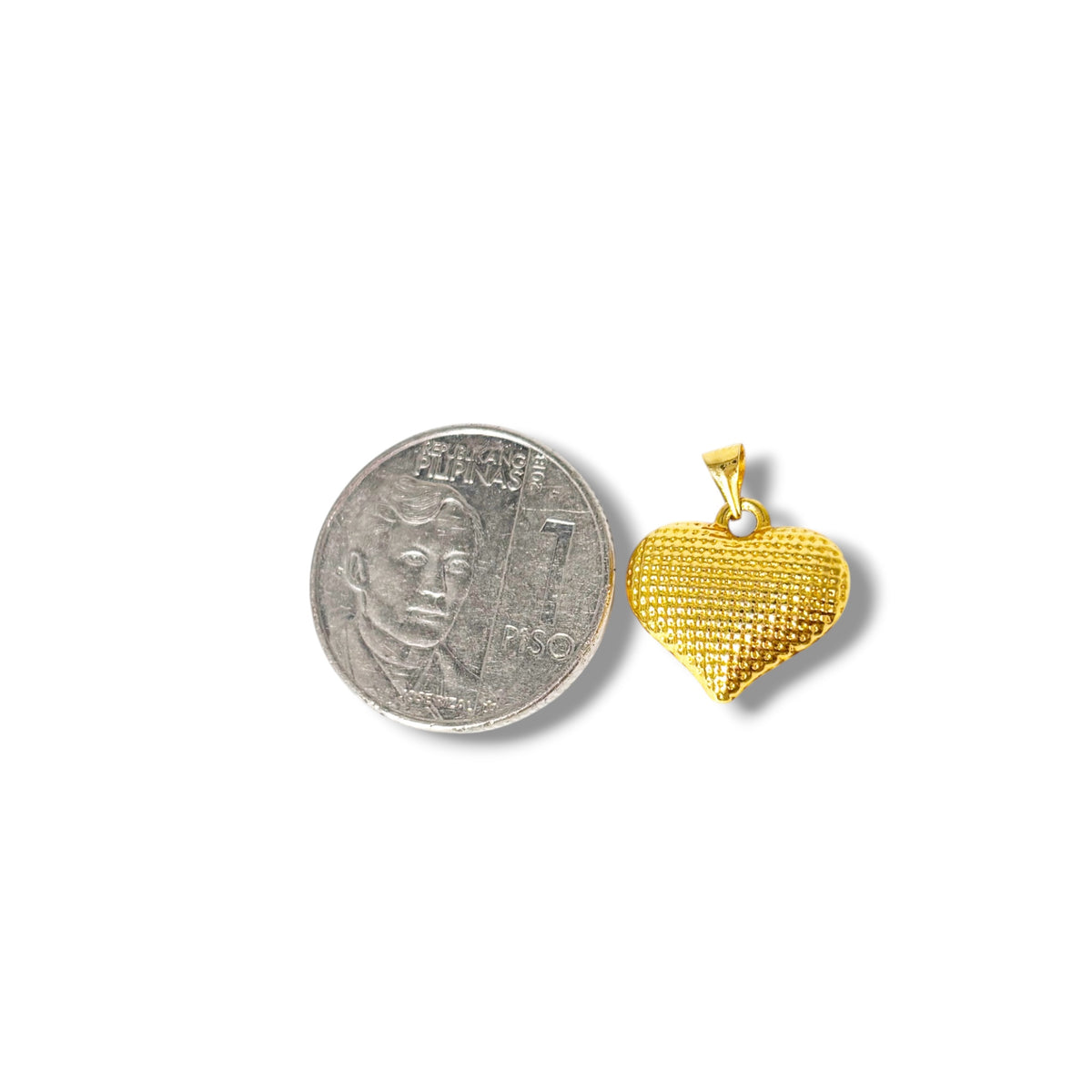 18k Saudi Gold Millipedes Chain 18" + 18k Saudi Gold Jumbo Dotted Heart Pendant