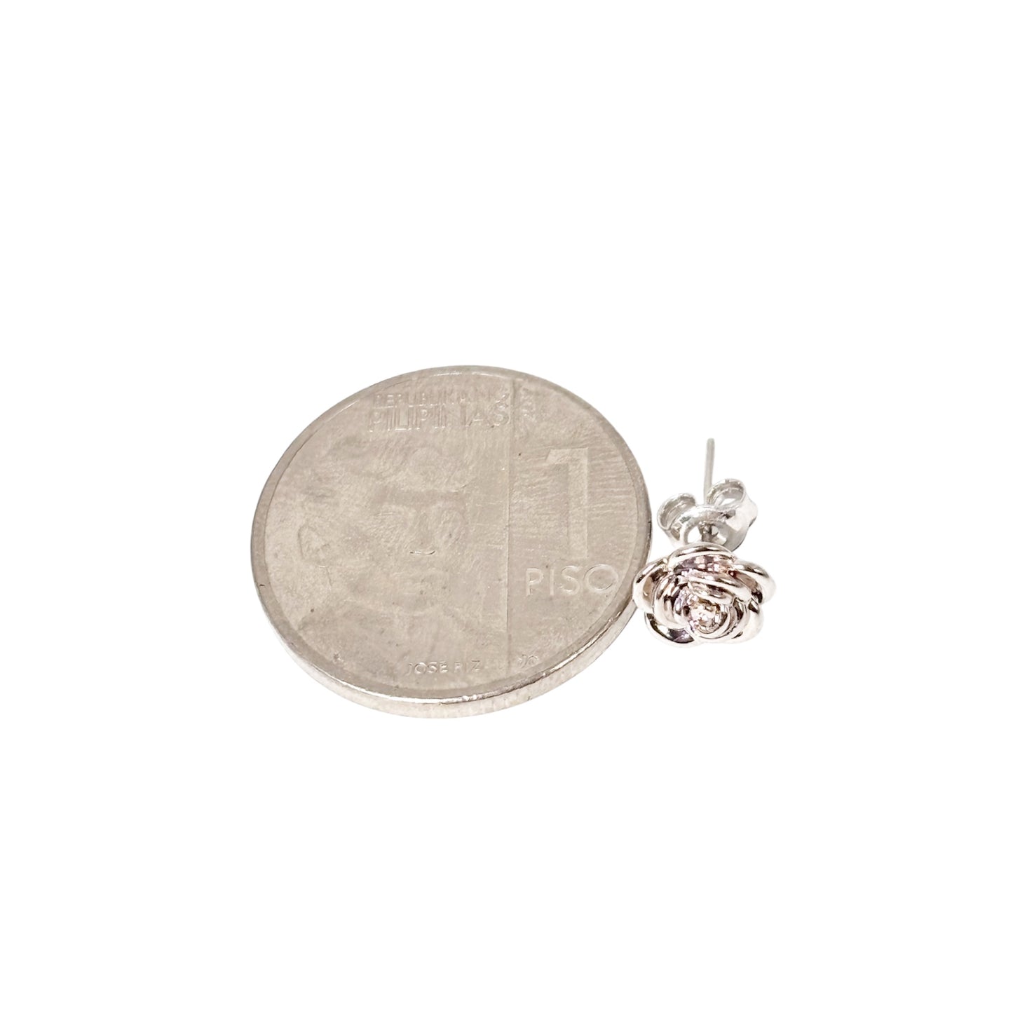 18k Saudi Gold - EF White Gold Rose Stud Earring