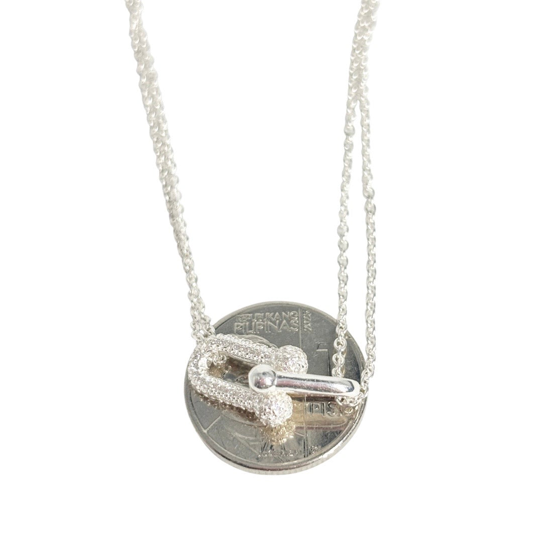 MT - 92.5 Sterling Silver - Double Layer U Bar Necklace
