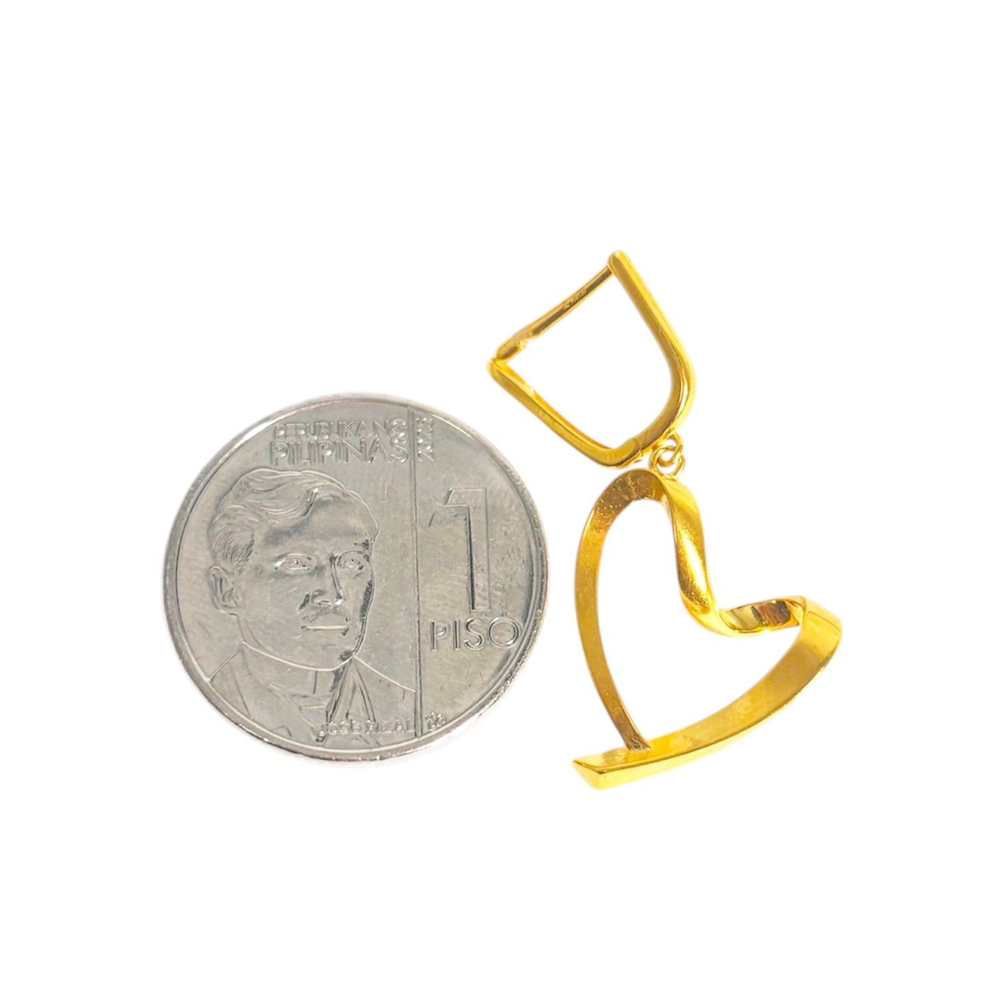 18k Saudi Gold Line Heart Earring -SKUAP2126EAR2