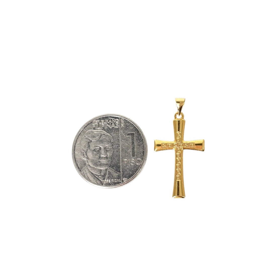 18k Saudi Gold Foxtail Chain Makapal 20" + 18k Saudi Gold Fenfen Cross Pendant