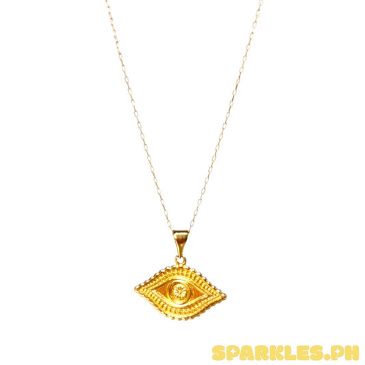 18k Saudi Gold Karkar Chain 18" + 18k Saudi Gold Solid Evil Eye Pendant