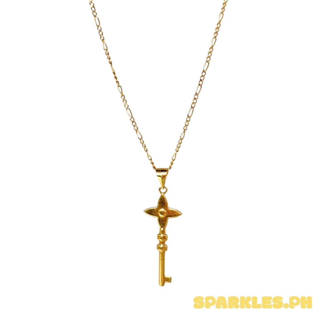 18k Saudi Gold Figaru Chain 18" + 18k Saudi Gold Special Key Pendant