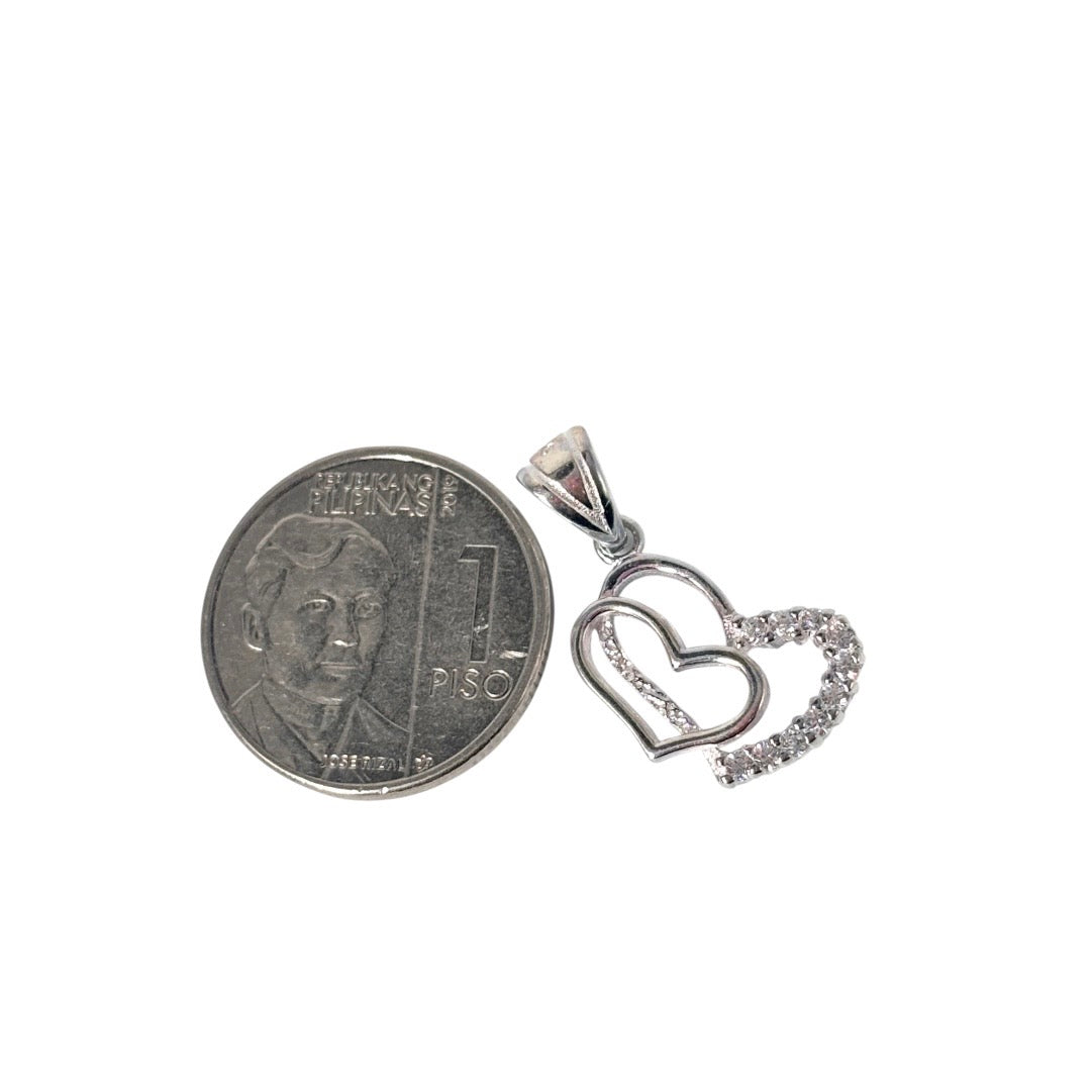 92.5 Sterling Silver - Double Heart Pendant
