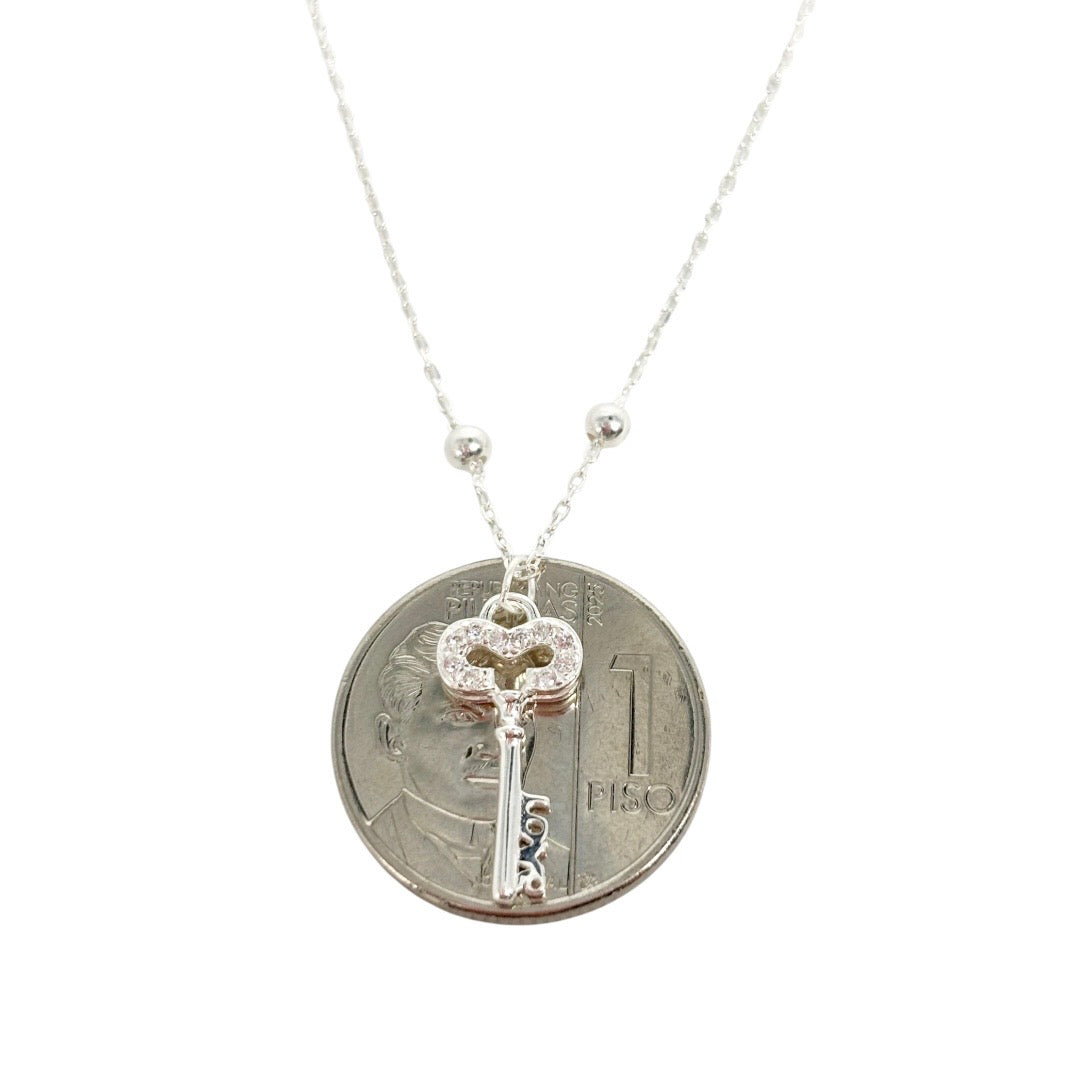 MT - 92.5 Sterling Silver - Key Necklace