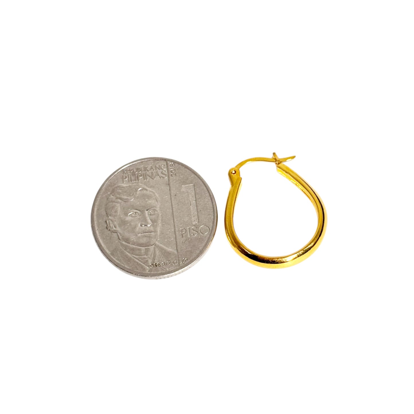 18k Saudi Gold EF Pear Hoop Earring - SKU-1GQMZ9KG