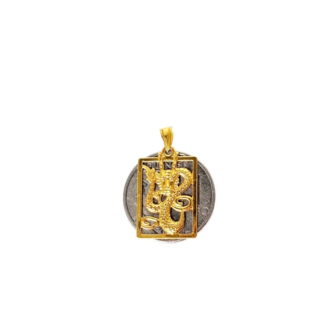 18k Saudi Gold Foxtail Chain Makapal 20”+ 18k Saudi Gold Mini Frame Dragon Pendant