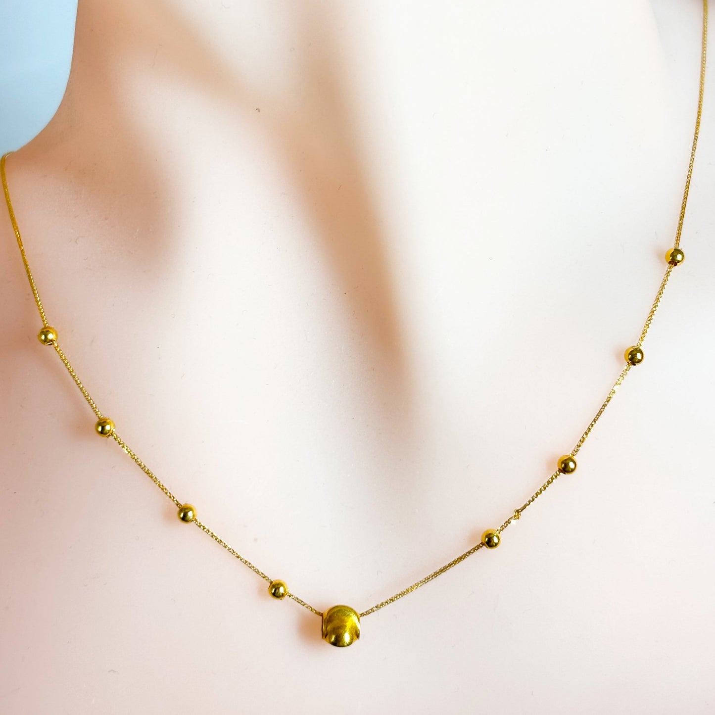 18k Saudi Gold Station Cat Eye Necklace - SKU-NZRD4C58