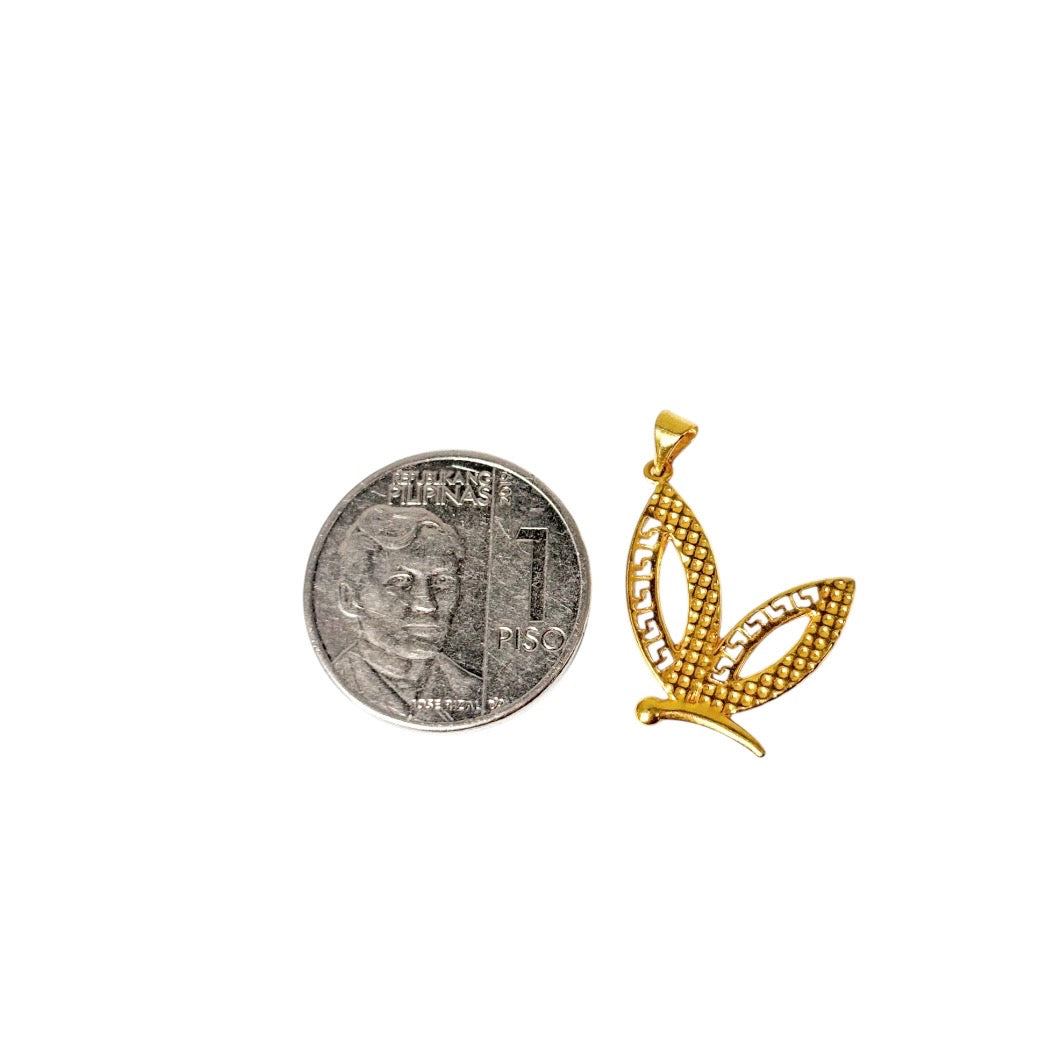 18k Saudi Gold Foxtail Chain 18" + 18k Saudi Gold Half Wing Pendant