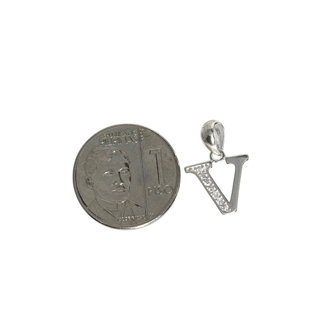 MT - 92.5 Sterling Silver - Letter V Pendant