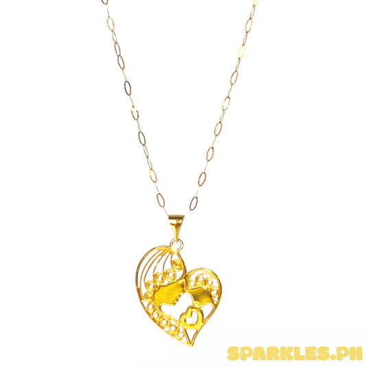 18k saudi gold micro paperclip chain solid pawnable-20'+18k Saudi Gold Love Mary & Child Pendant