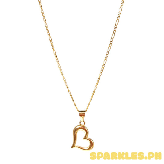 18k Saudi Gold Figaru Chain 18" + 18k Saudi Gold Mini Love PENDANT