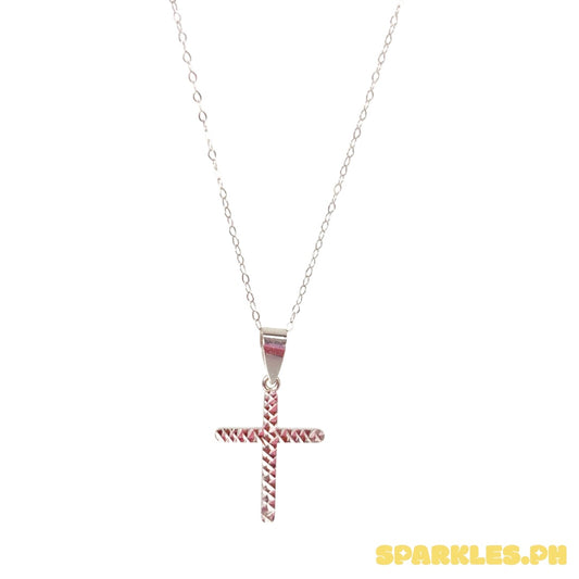 18k Tauco Chain White Saudi Gold Lightweight+18k Saudi WG Dia Cross Pendant